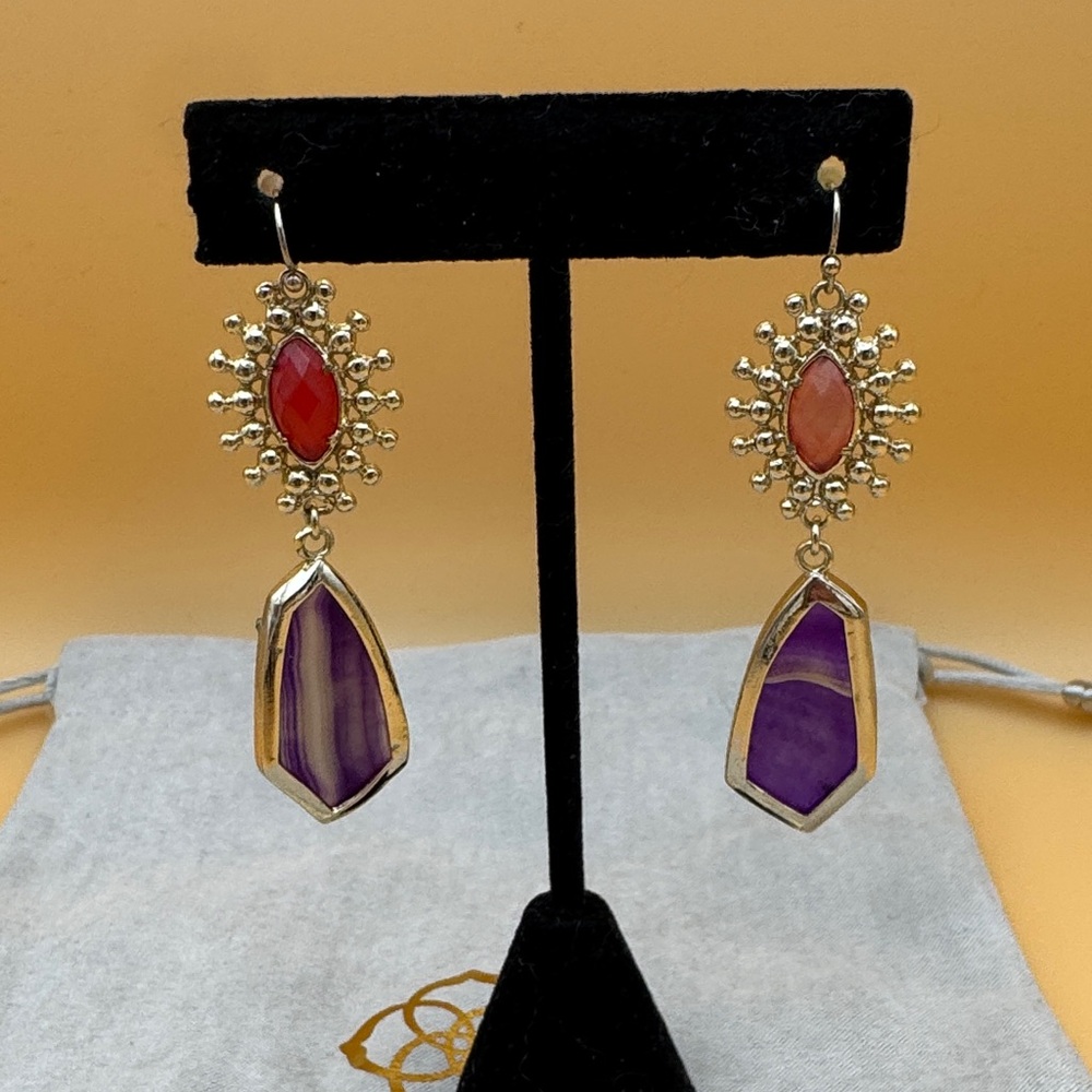 Euc vintage Purple and red agate Earrings
